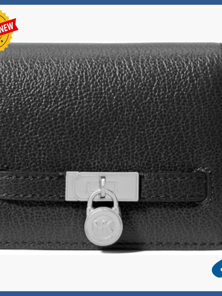 Small Leather Compact Wallet With Padlock Detail, Multiple Pockets